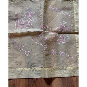 Tracy Poter Yellow Napkins With Pink Floral Embroidery Pirouette   Set Of 5 NWT